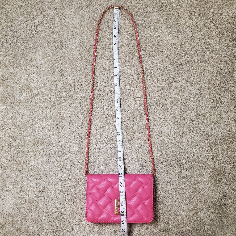 Bebe Hot Pink Quilted "B" Logo Wallet on Chain Crossbody Bag - Picture 8 of 8